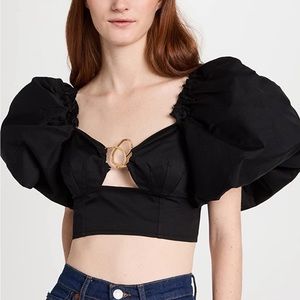 Aje marcel puff sleeve bodice top in black